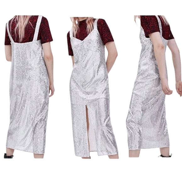 Zara Trafaluc Sequined dress Size L NWOT - Picture 2 of 9